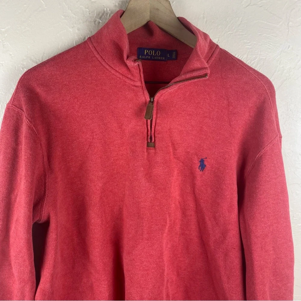 Polo Ralph Lauren Sweater Quarter Zip Pullover Sweater Large Red